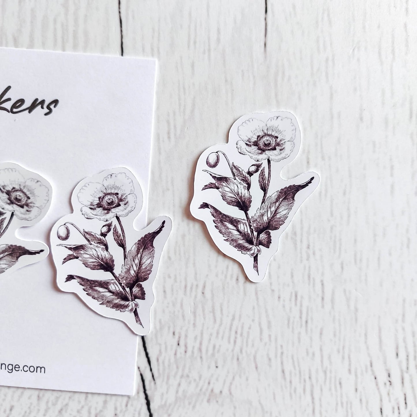 Monochrome vintage flower sticker pack
