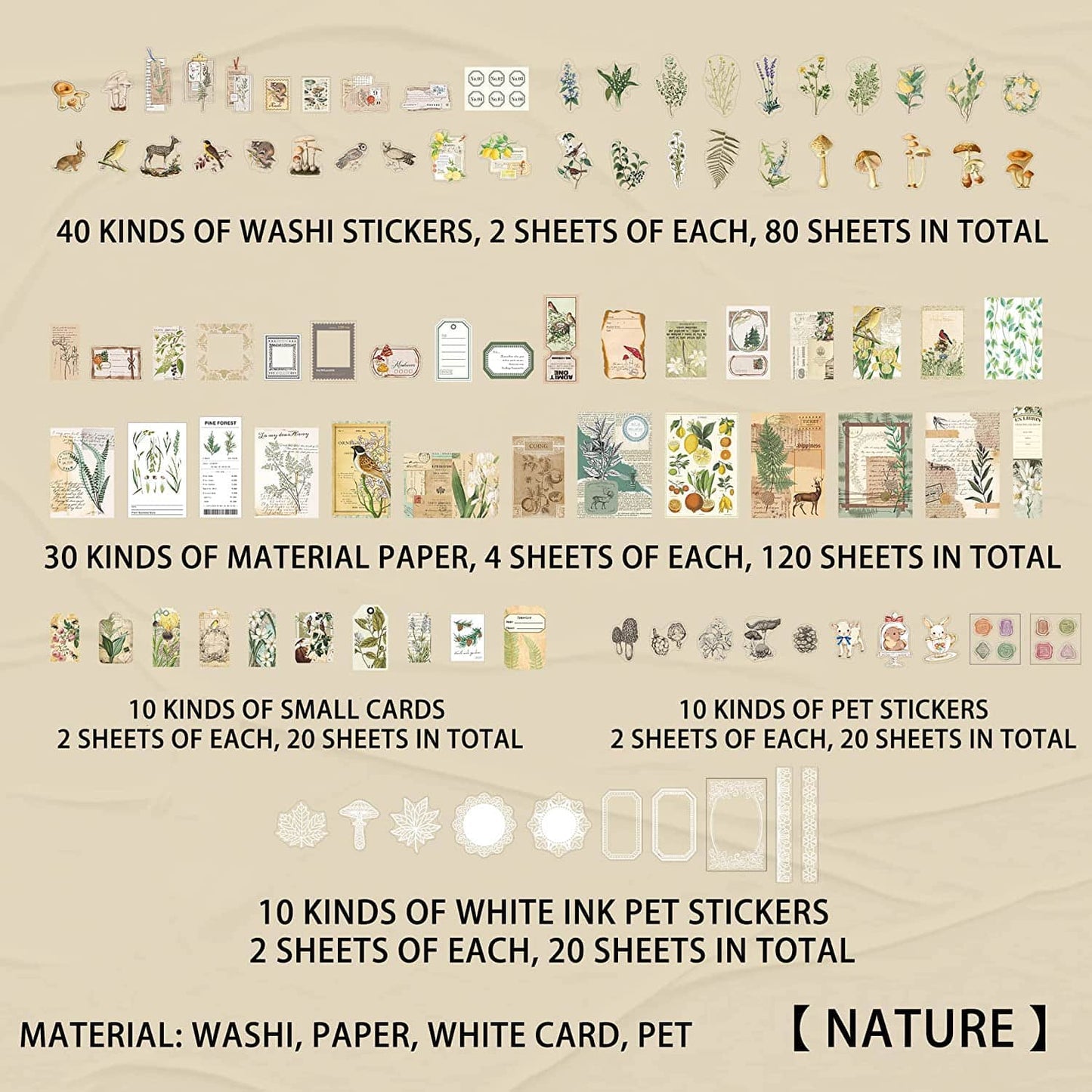 Nature themed mega ephemera bundle - 260pcs