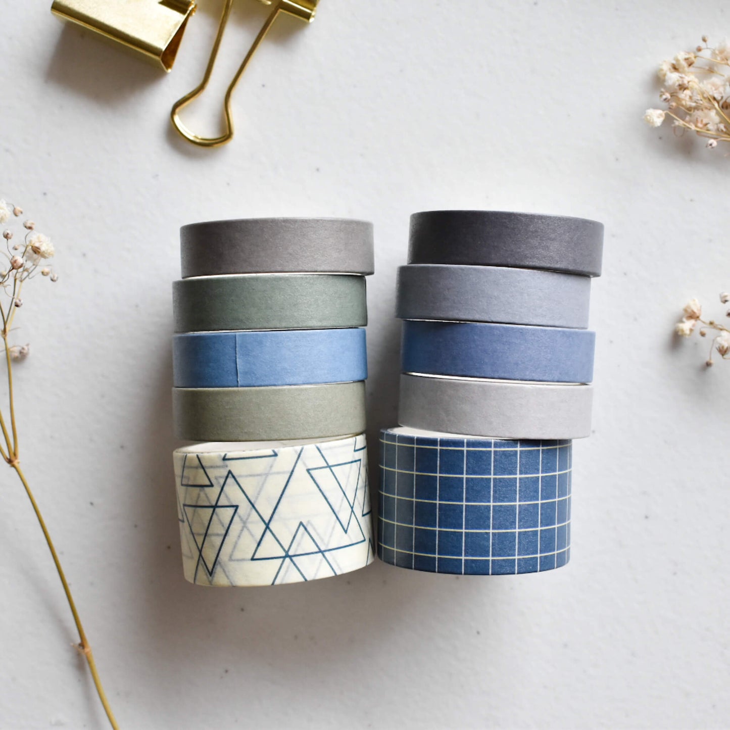 Shades of blue & green washi tape set - 10 rolls