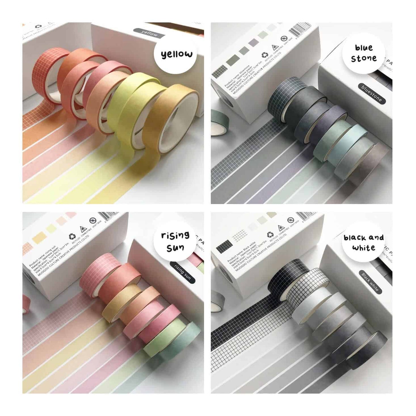 Basic pattern washi tape sets - 8 rolls