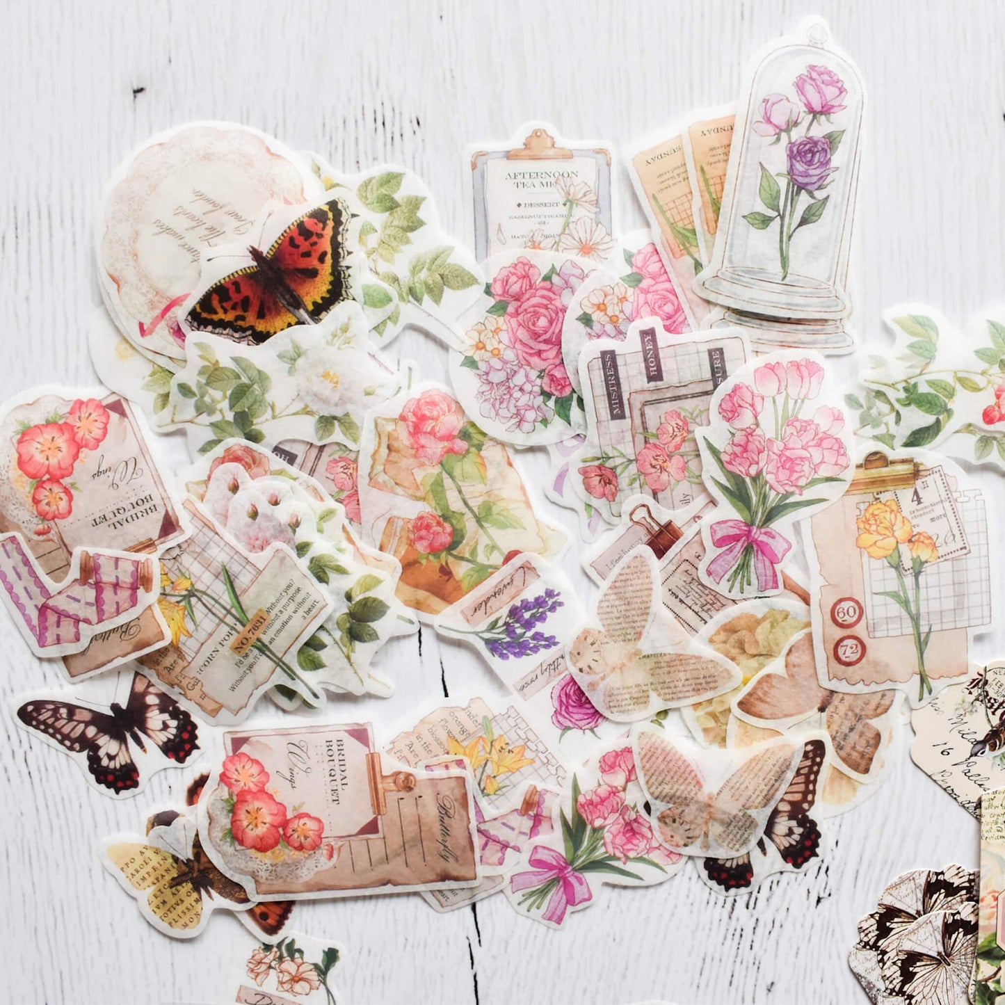 Flowers and butterflies mega ephemera bundle - 260 pcs