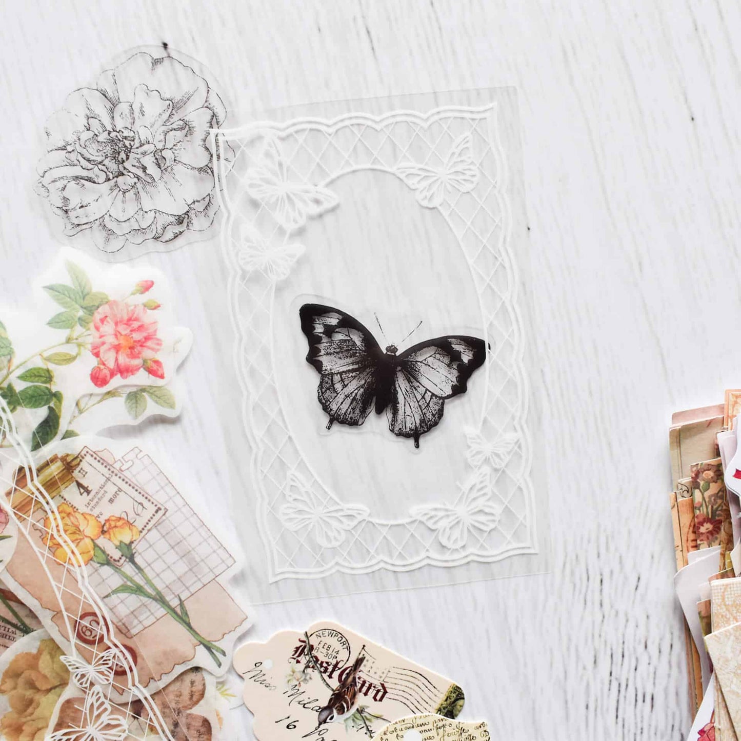 Flowers and butterflies mega ephemera bundle - 260 pcs