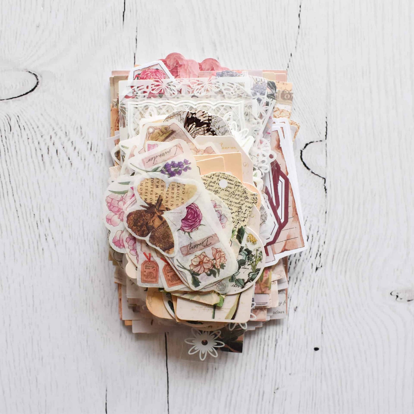 Flowers and butterflies mega ephemera bundle - 260 pcs