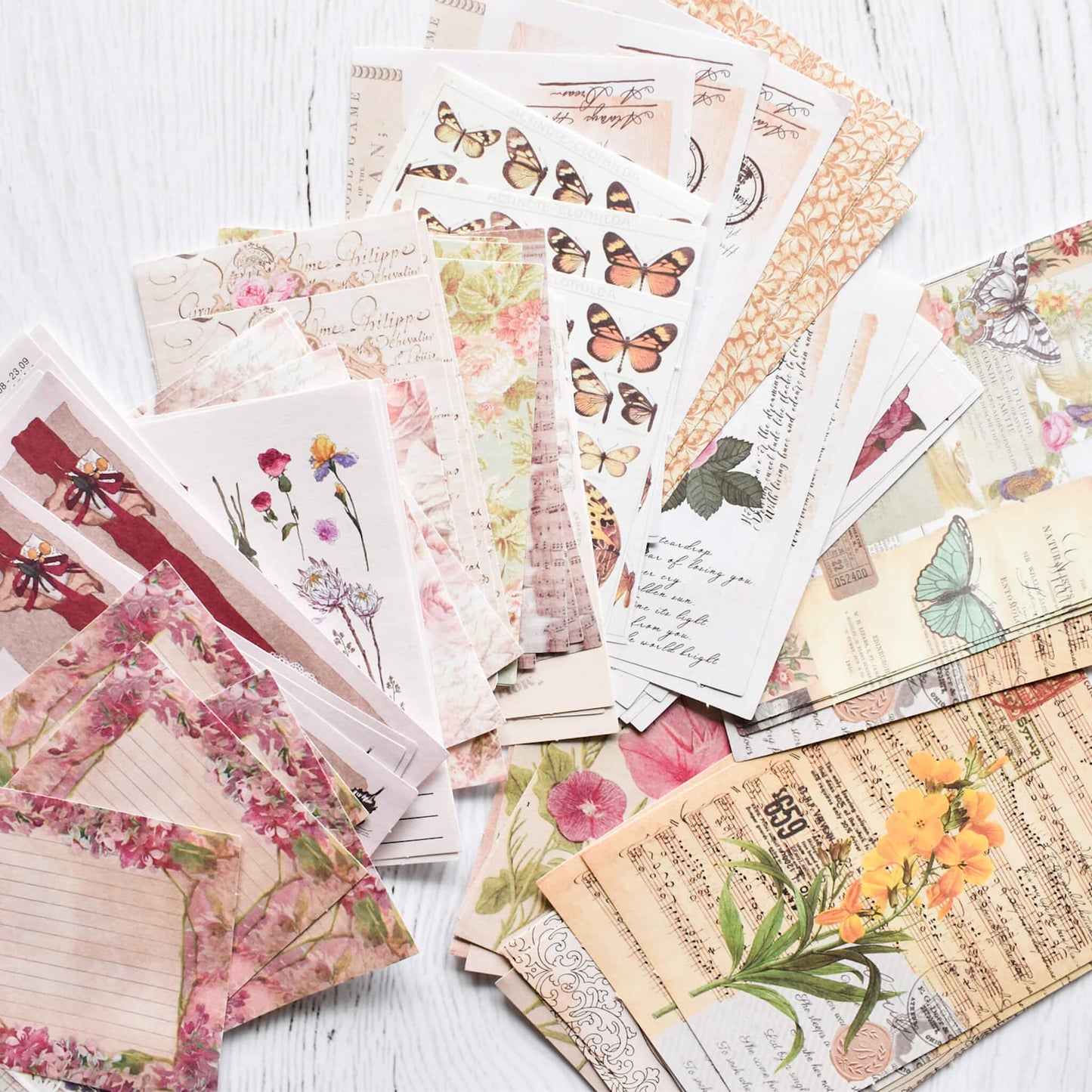 Flowers and butterflies mega ephemera bundle - 260 pcs