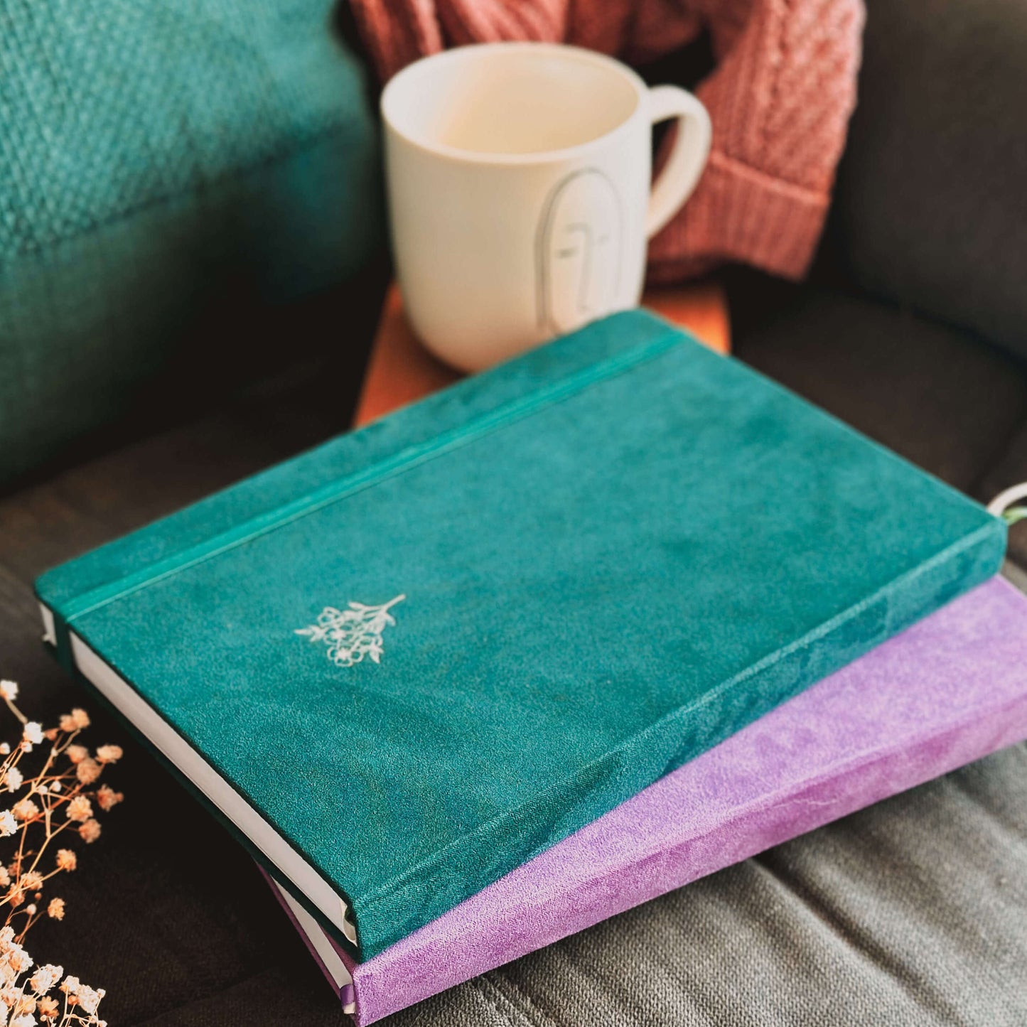 Personalised Flourishing flower B5 dotted journal - Velvet cover