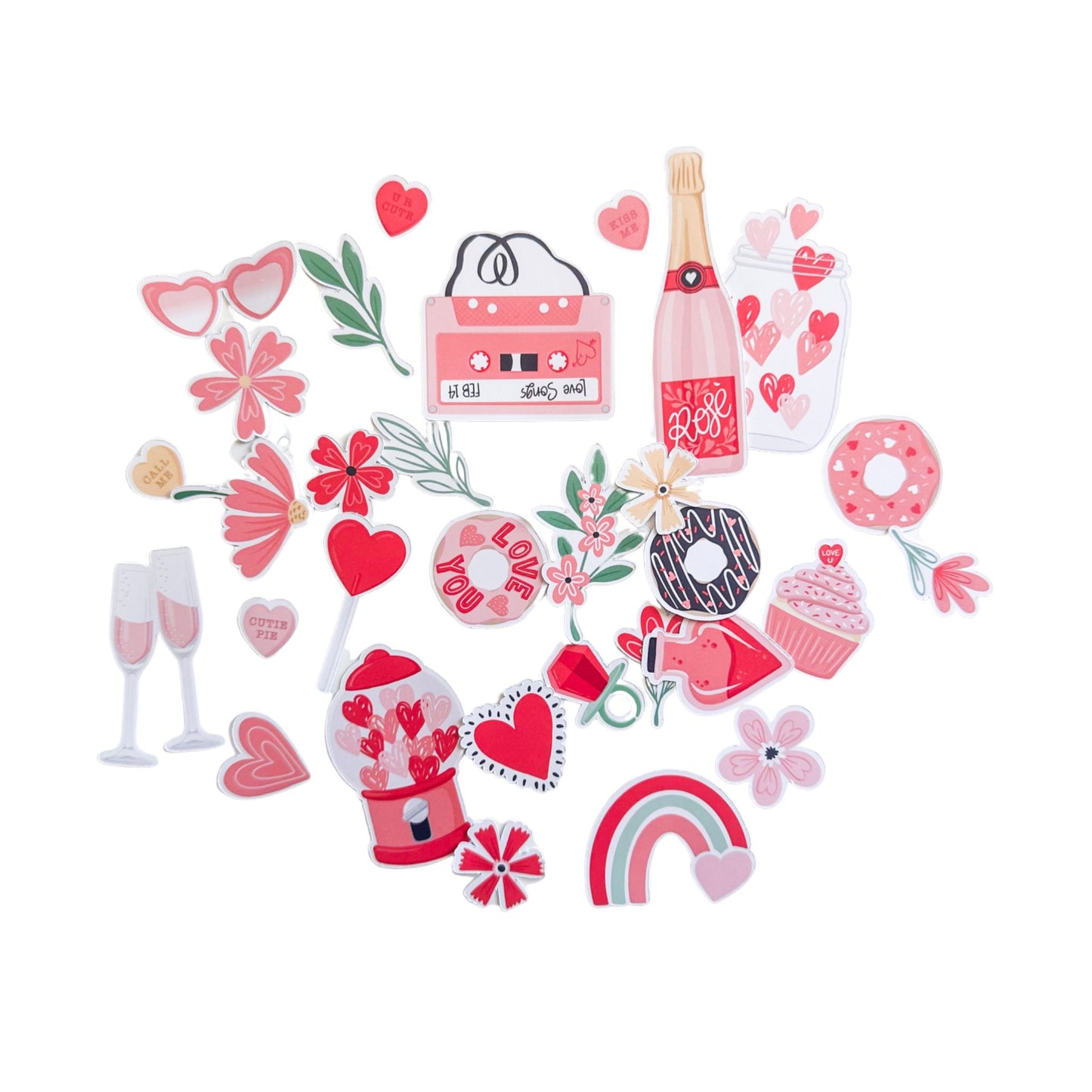 Valentine-Themed Glossy Sticker Pack