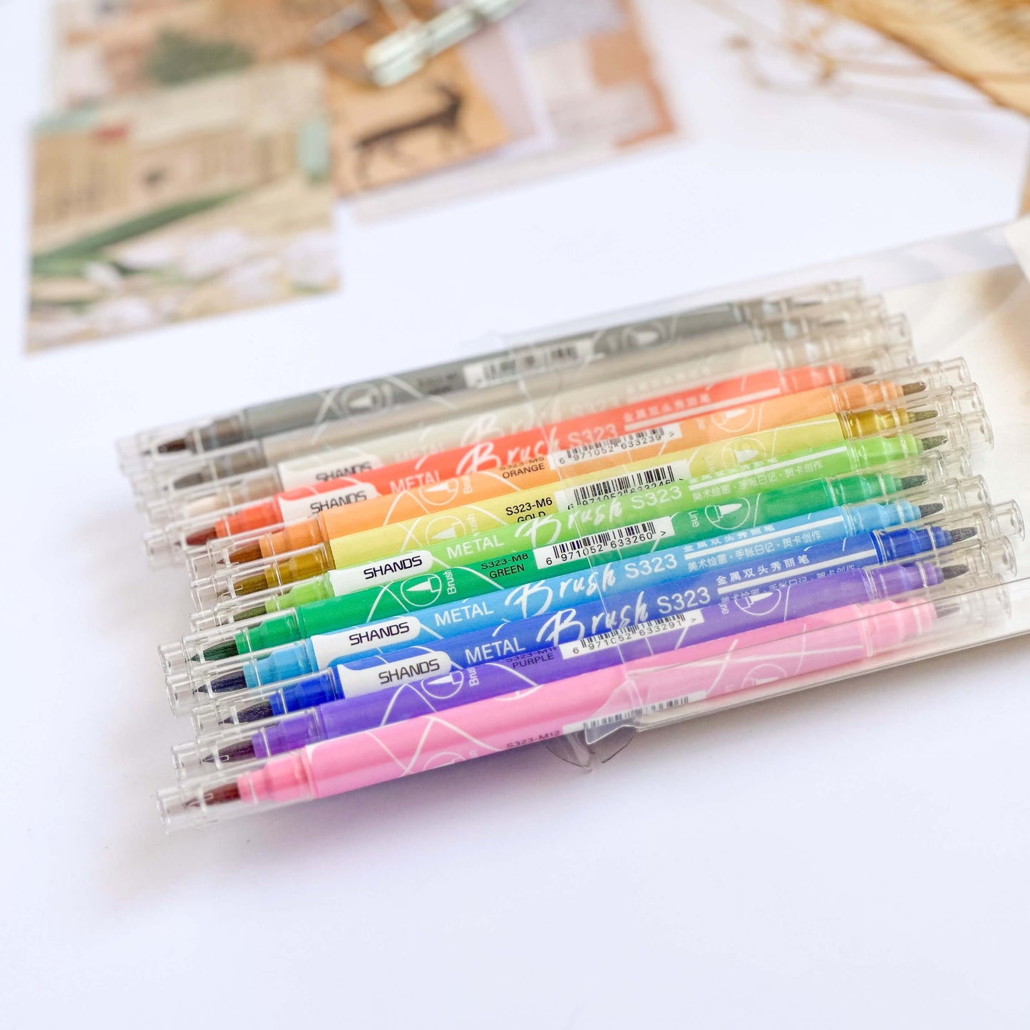 Metallic brush pen set - 12 pcs