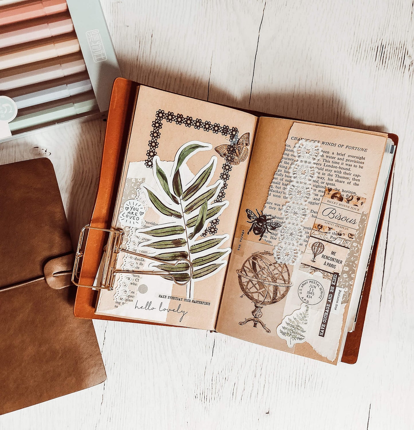 Brown dotted travelers journal