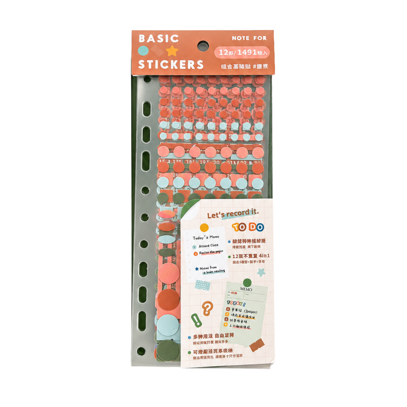 Numbers, Letters and Round, square Shapes sticker set
