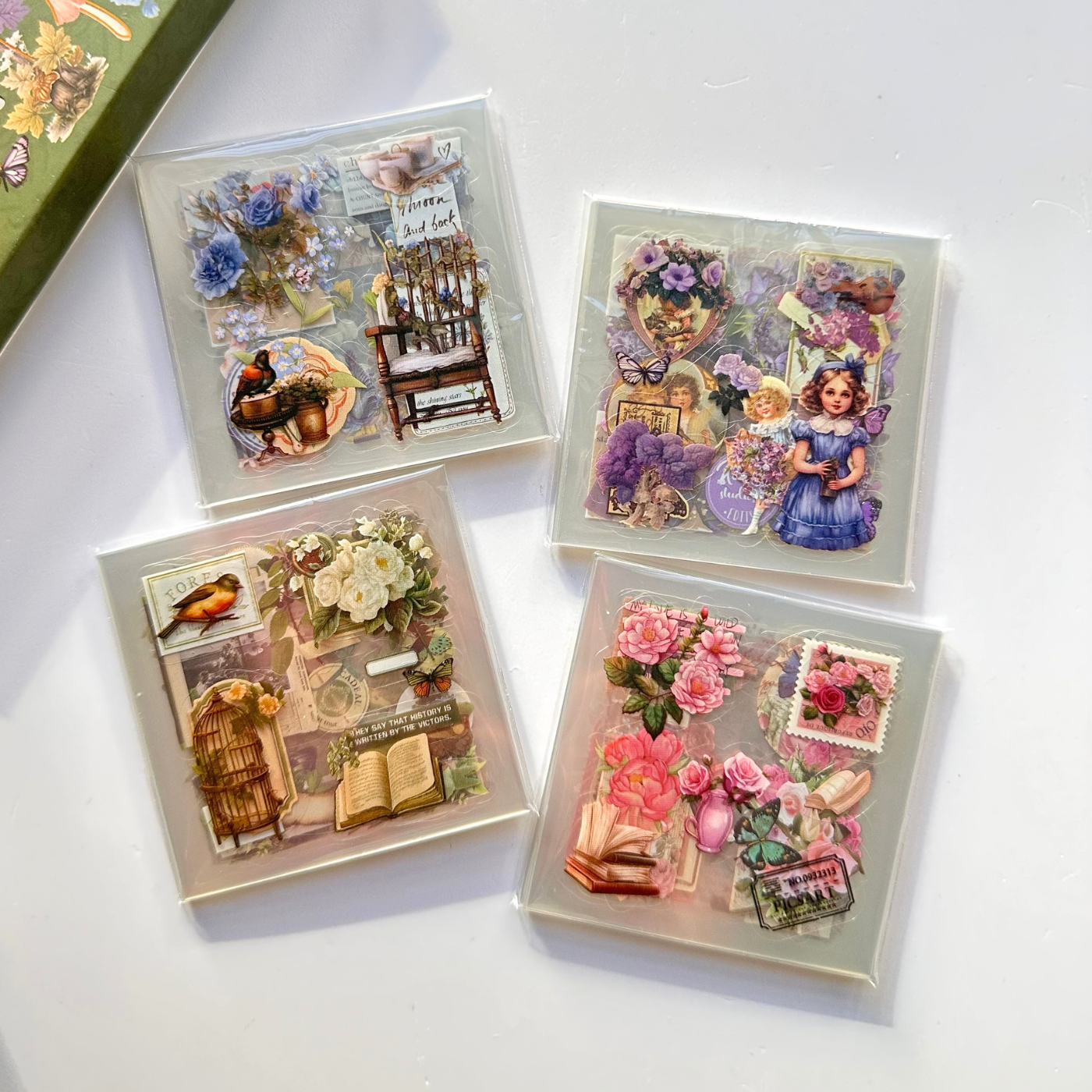 100pcs Vintage sticker sheets box - Nostalgia
