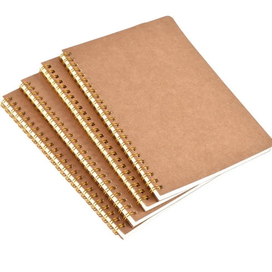 A5 Kraft spiral notebook with blank pages for note-taking or journaling.
