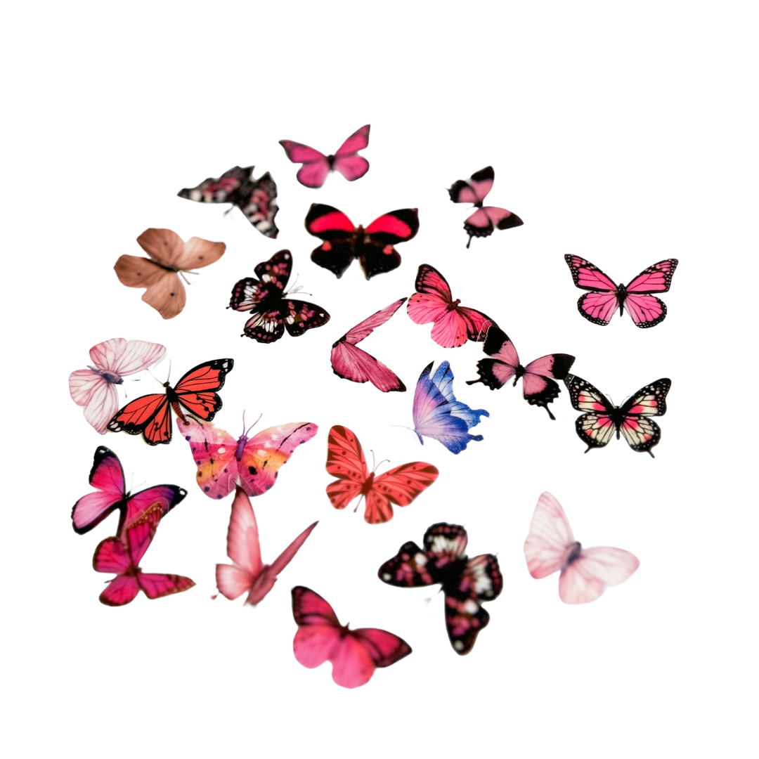 Pink butterflies PET sticker pack - 40pcs