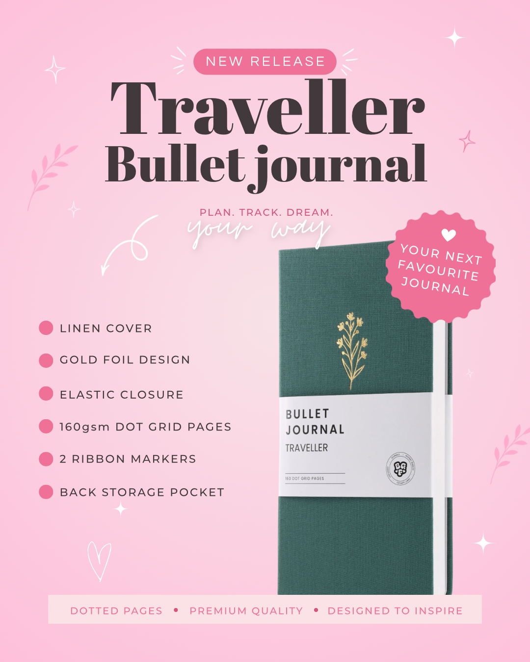 The Bloom Traveller Dotted Bullet Journal - Linen cover