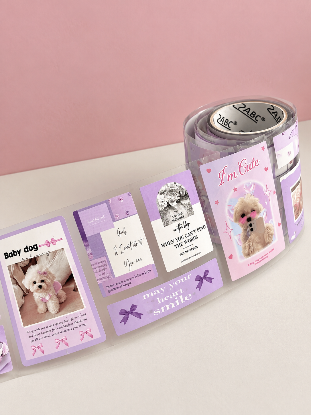 Romanticise life sticker tape roll - Purple