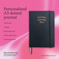 Personalised black PU leather A5 dotted journal