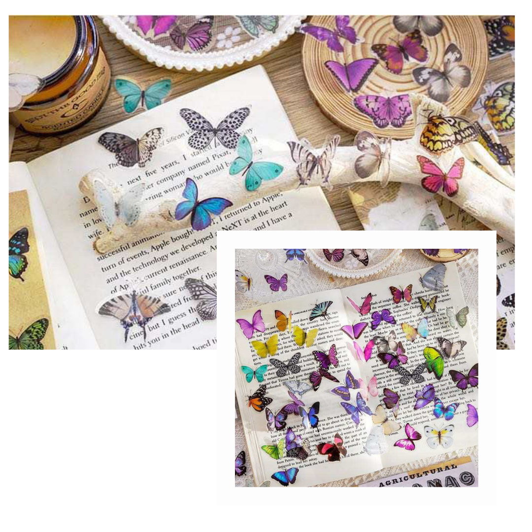 White butterflies PET sticker pack - 40pcs