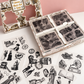 100pcs Vintage sticker sheets box - Monochrome
