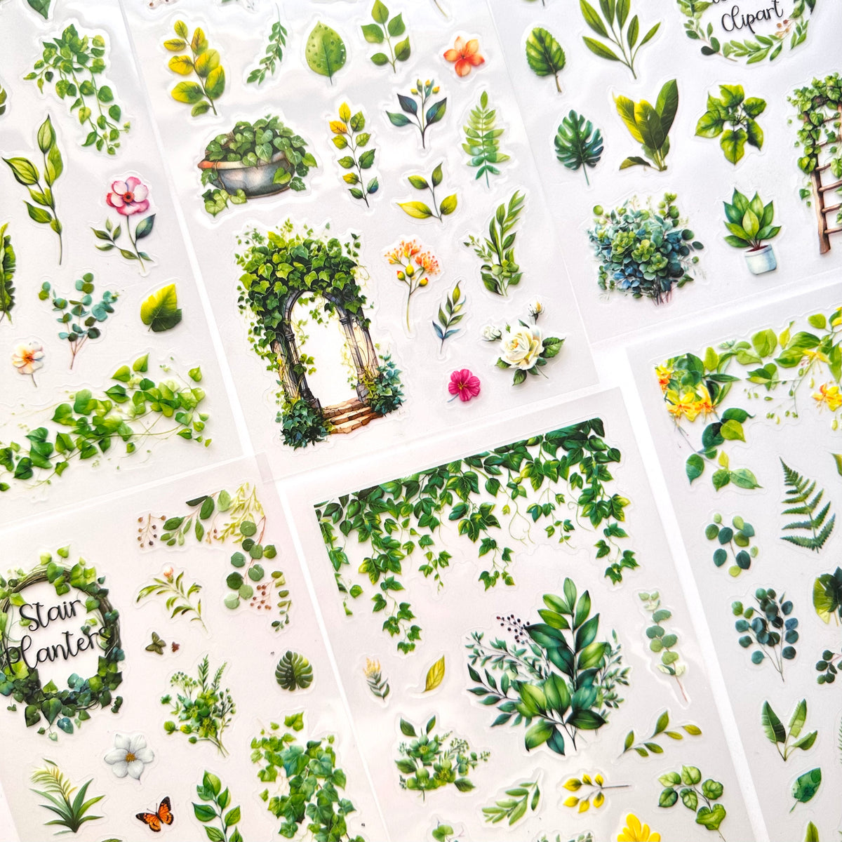 Garden greenery PET sticker sheets