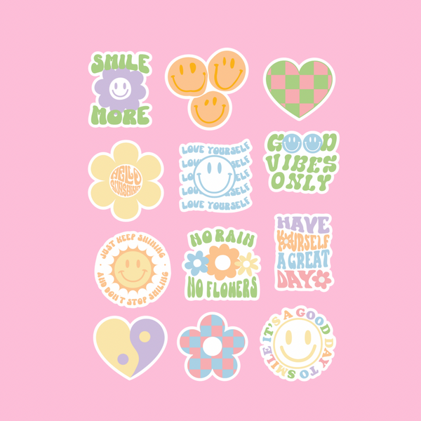 Retro positivity sticker pack – Bubblegumfringe