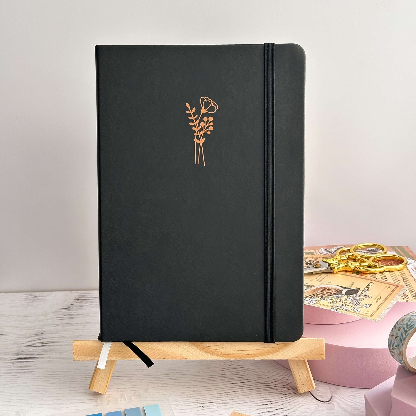 Personalised black PU leather A5 dotted journal