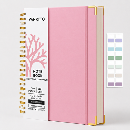 Hardcover A4 Spiral Notebook with PU leather cover
