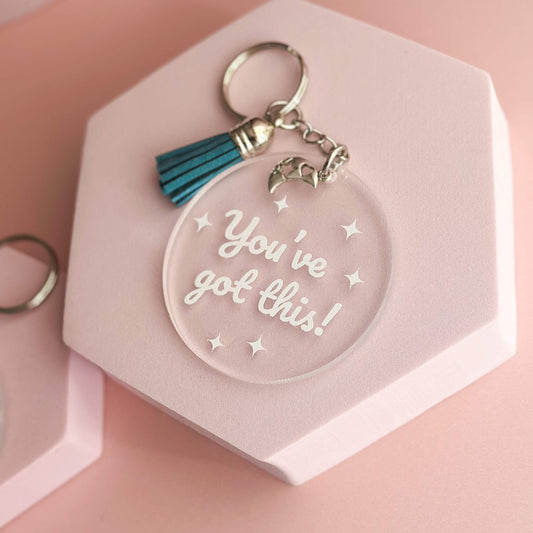 You’ve got this - acrylic keychain with blue tassle