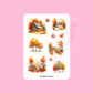Autumn themed sticker sheet with trees and houses