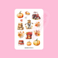 Autumn themed sticker sheet with small objects & pumpkins & leaves