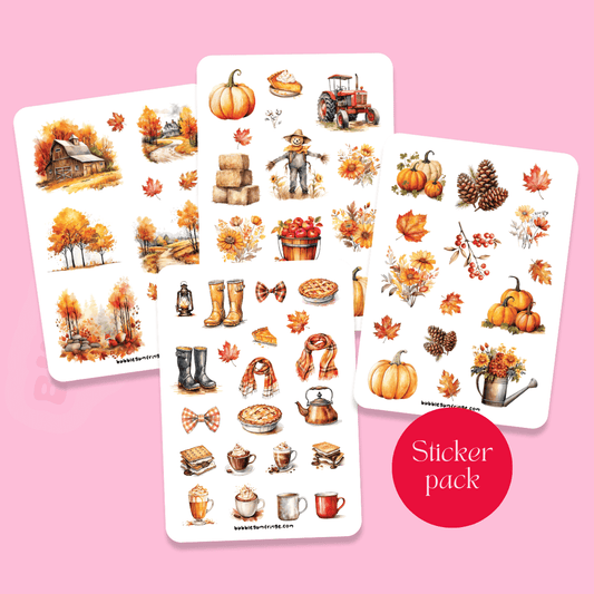 autumn themed sticker sheet pack of 4 sheets