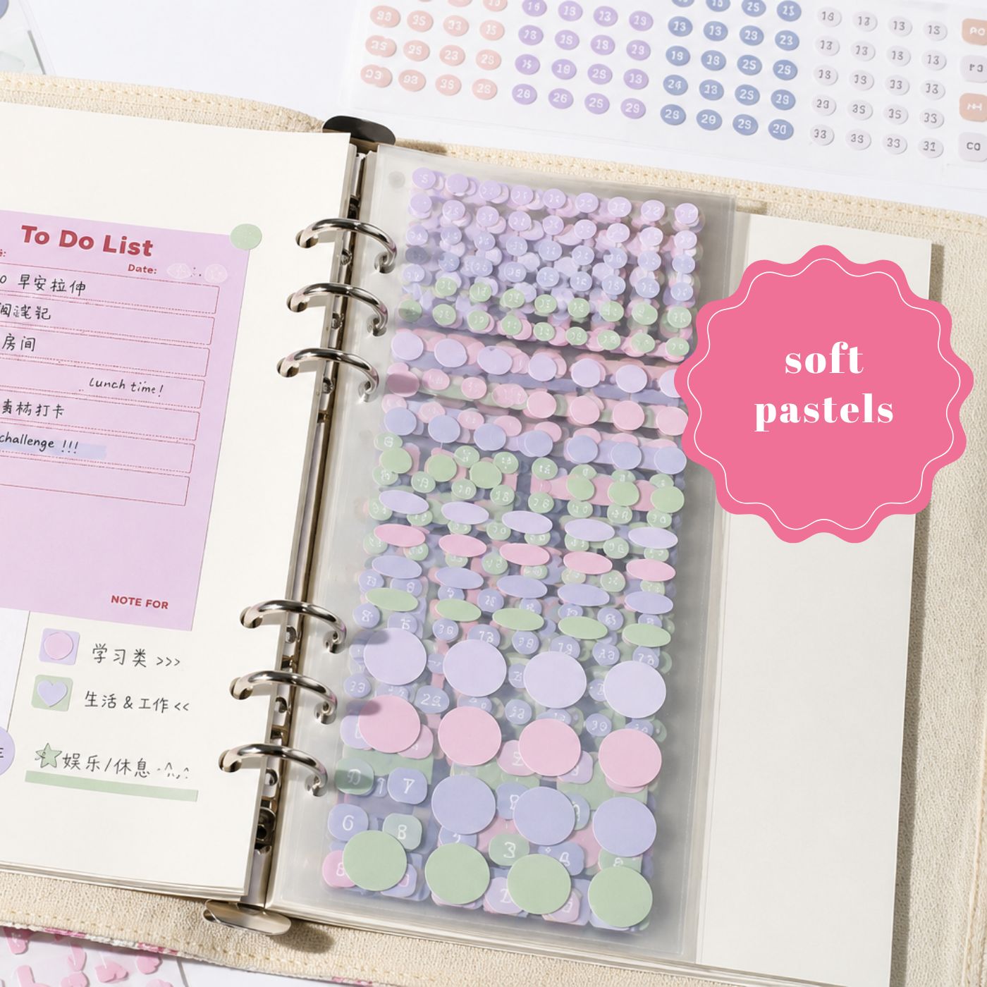 Numbers, Letters and Round, square Shapes sticker set