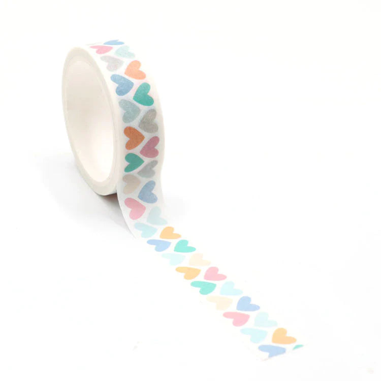 Colourful hearts washi tape - 5m