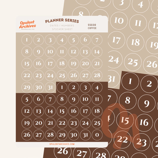 Dates/Numbers Sticker Sheets - Opulent Archives