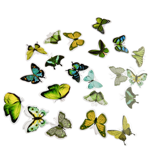 Green butterflies PET sticker pack - 40pcs