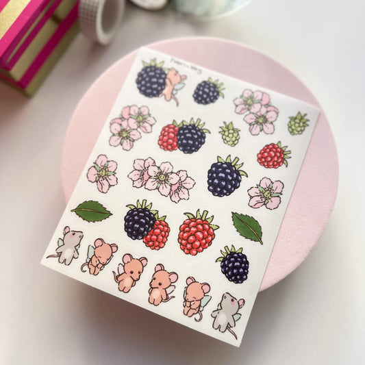 FabriKay Fruit Fairy Vinyl Sticker Sheet - Raspberry Mice