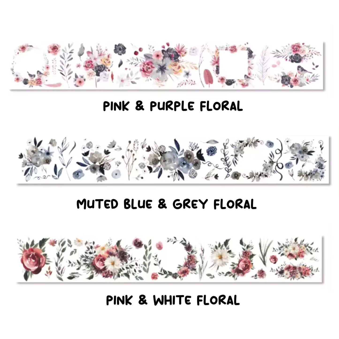 Flower bunches washi tape rolls - various colours