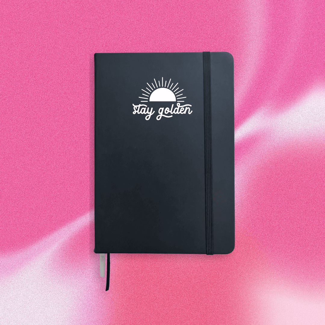 Personalised black PU leather A5 dotted journal