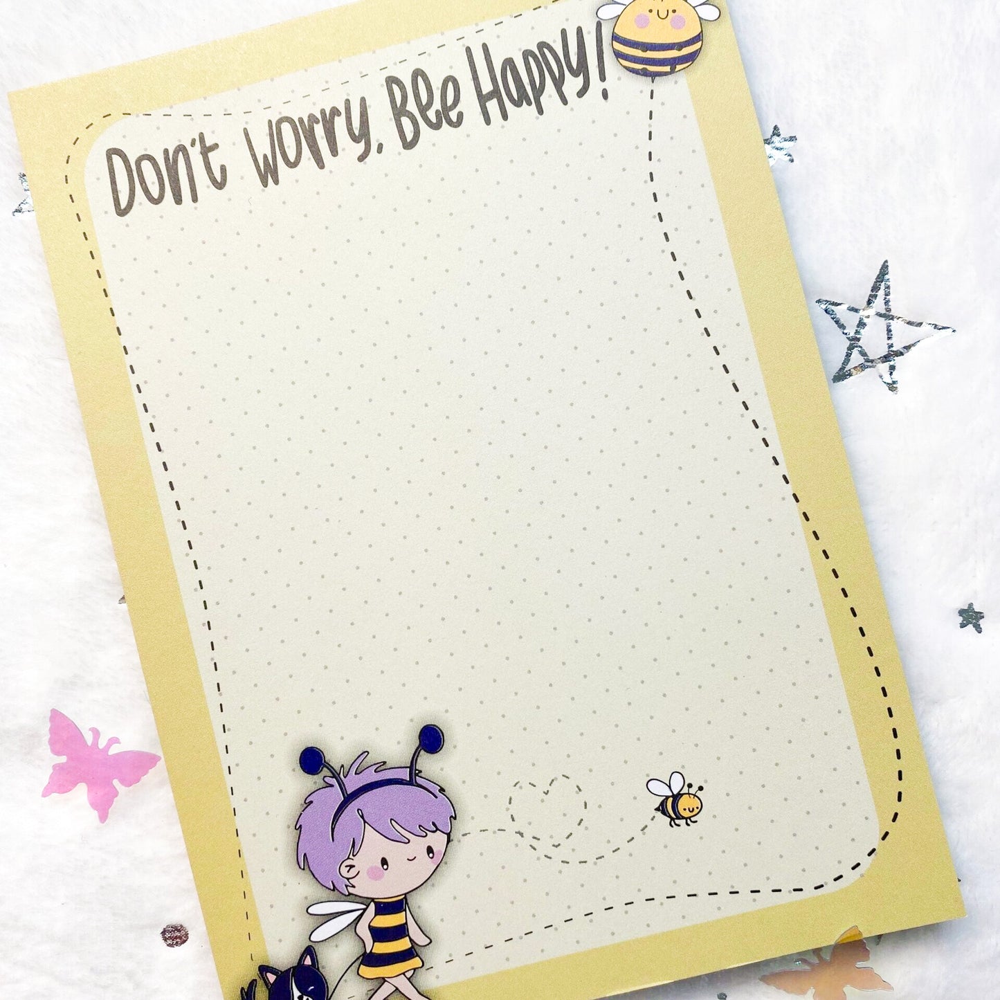 Kotie Doodles A6 notepad - Don’t worry bee happy
