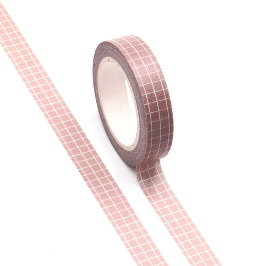 Desaturated pink grid washi tape