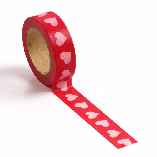 Red with pink hearts washi tape