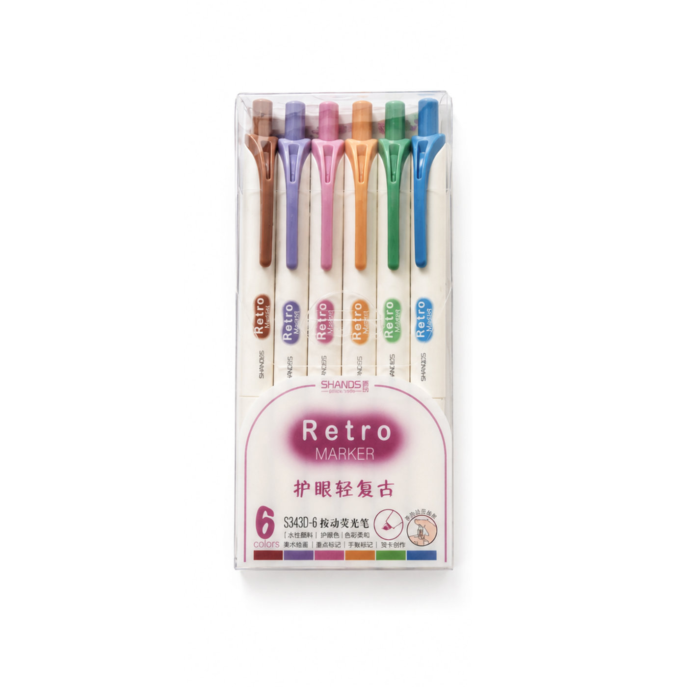 Retractable Highlighter set - 6pcs