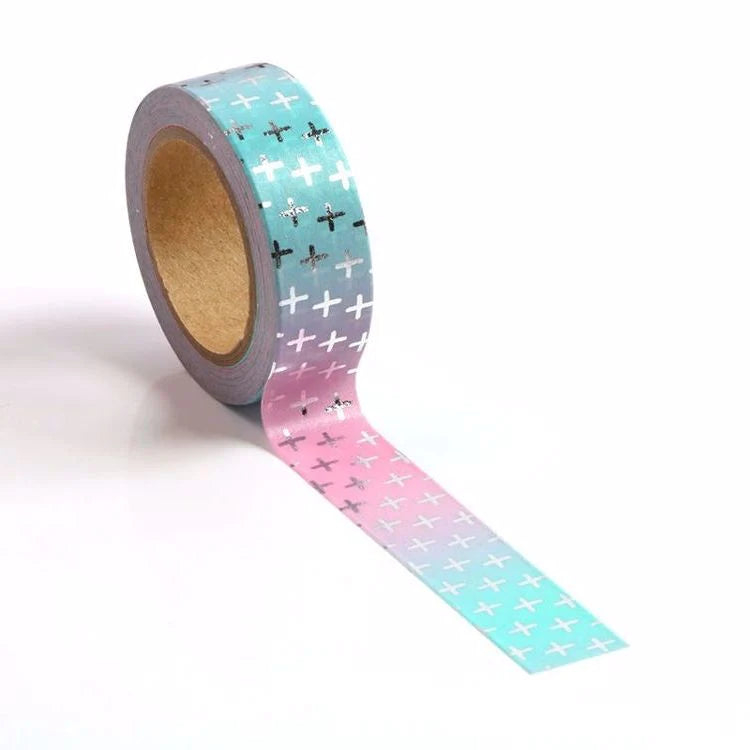 Silver crosses washi tape - 10m