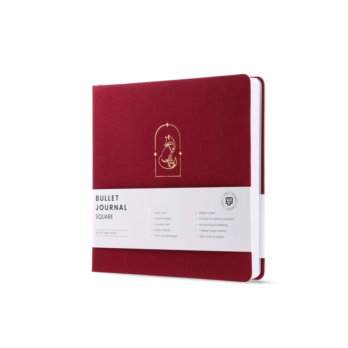 The Aurelia Fox Square Dotted Bullet Journal - Linen cover