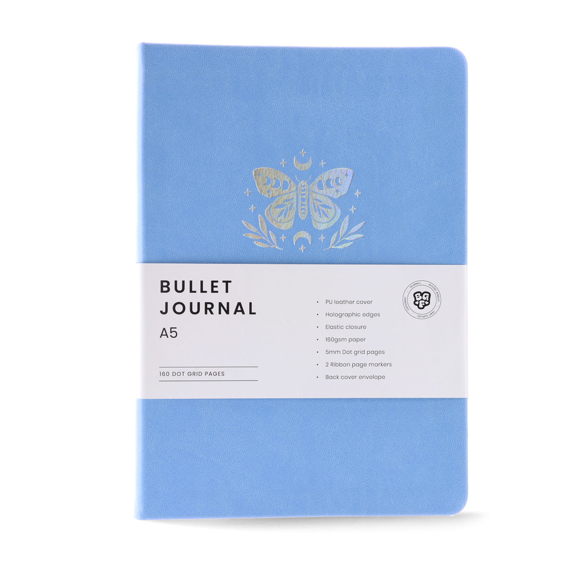 The Aurora Wings A5 Dotted Bullet Journal - PU leather with holographic edges