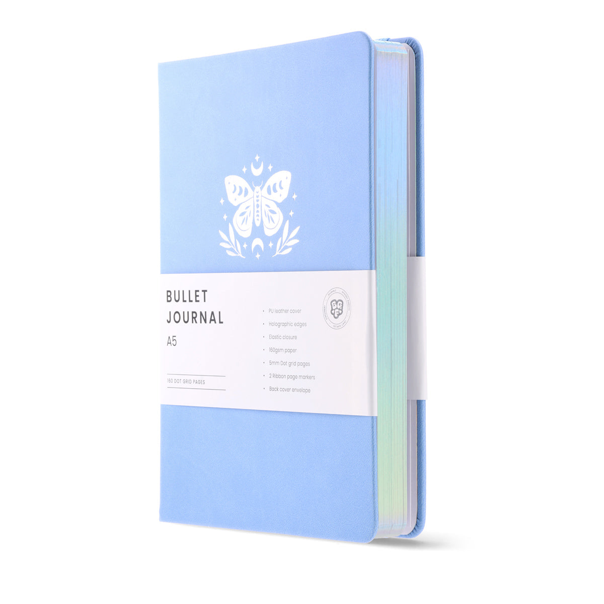 The Aurora Wings A5 Dotted Bullet Journal - PU leather with holographic edges