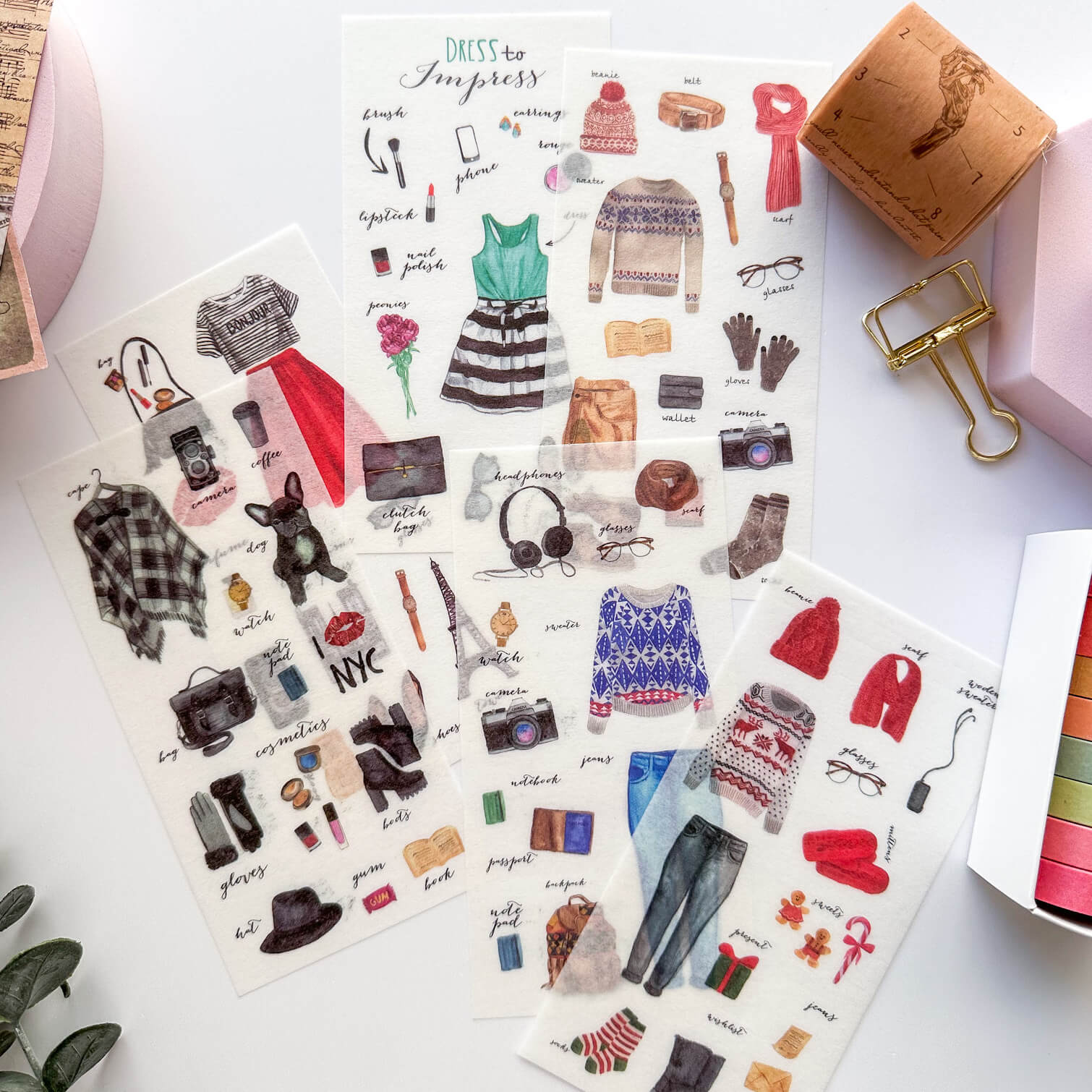 Fashion outfits washi sticker set – Bubblegumfringe