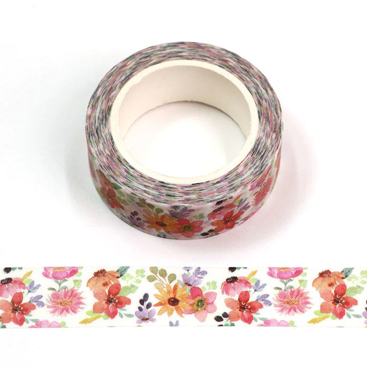 Watercolour flowers washi tape - 10m