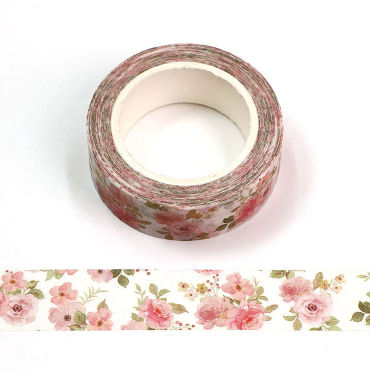 Watercolour roses washi tape - 10m