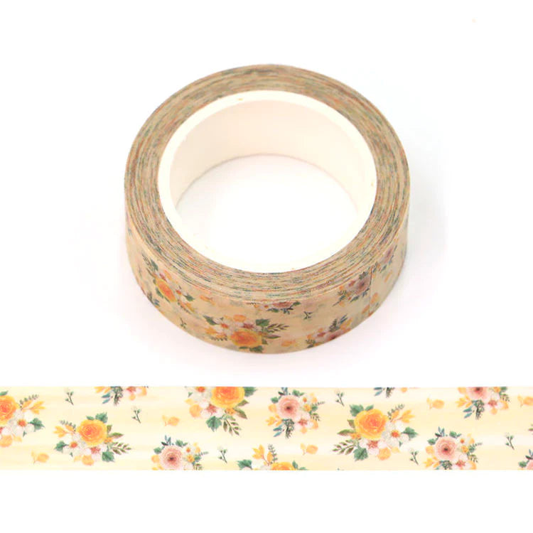 Yellow roses washi tape - 10m