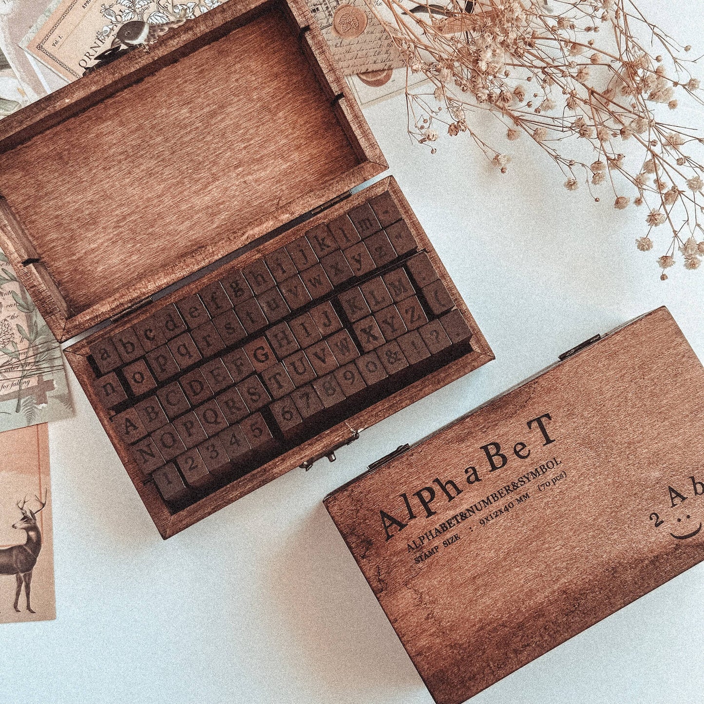 Wooden stamp set - alphabet & numbers