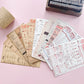 Decorative papers with printed detail and text. Vintage look for scrapbooking or journaling.